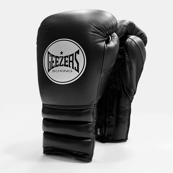 Geezers Halo Training Sparring Boxing Gloves Lace Black 16oz