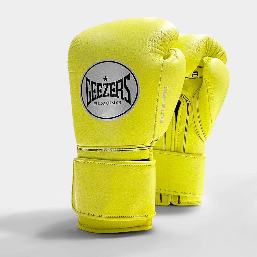 Geezers Elite Pro Training/Sparring Gloves 2.0 - Velcro - Pop Yellow