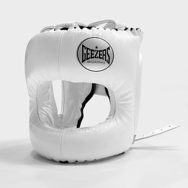 Geezers Elite Pro Bar Faced Headguard - White